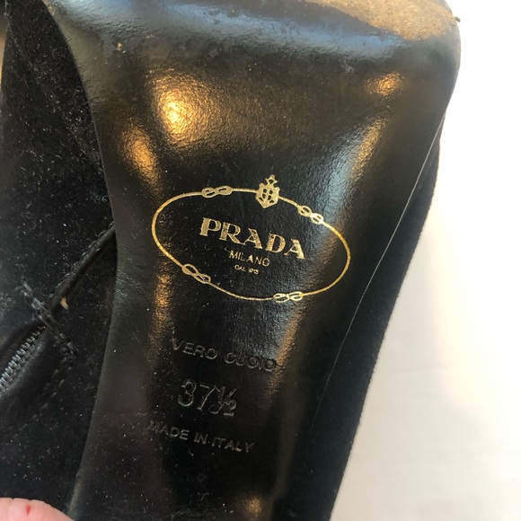 Prada mid calf black suede boots euro size 37.5 - Picture 9 of 11